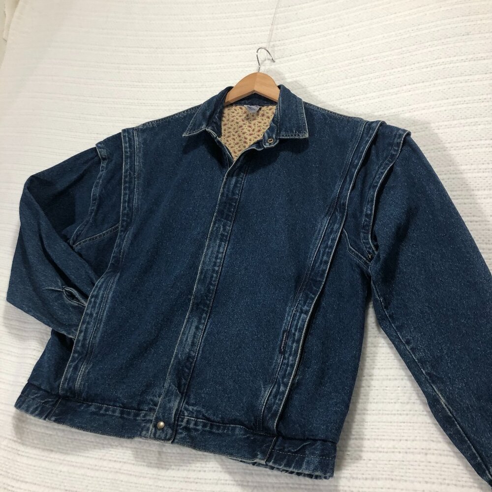 Jordache Women's Size Large‎ Denim Jean Jacket with Paisley Liner Insulated